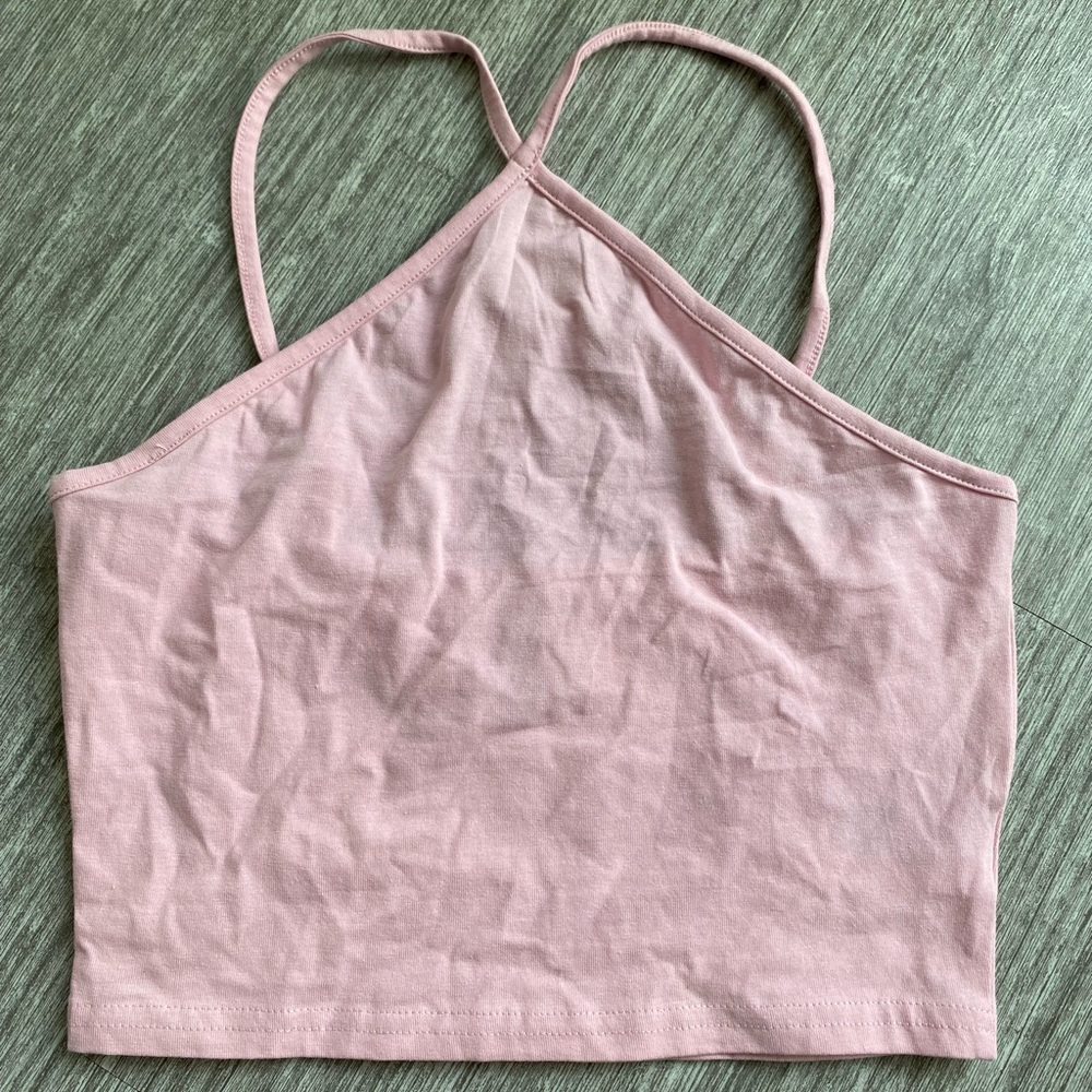 Baby Pink Cross-strap Crop Tank